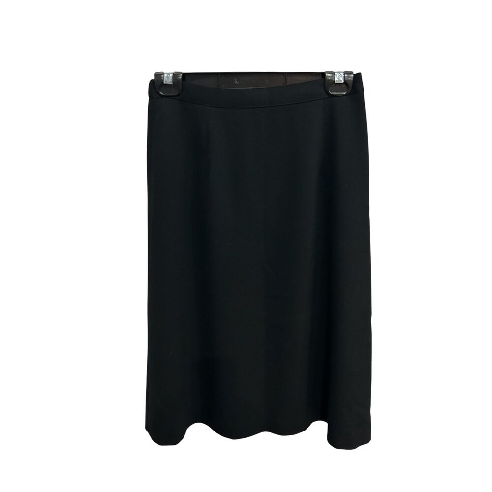 Talbots Petites Black Wool Back Button Classic Workwear Midi Skirt Size 6 Preppy